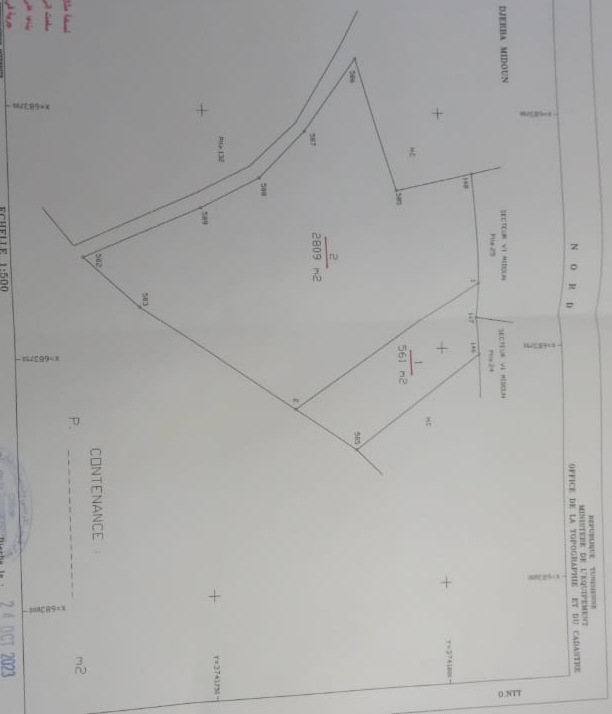 Terrain de 2809 m2 &agrave; djerba midoun