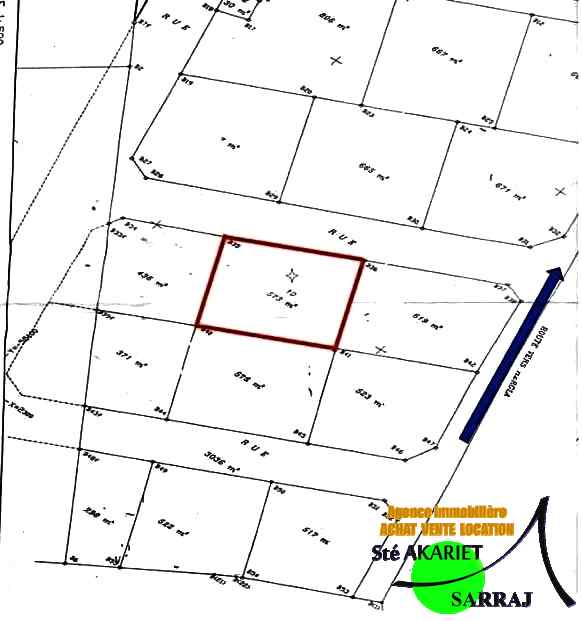 Terrain 573m habitation ou commercial &agrave; hergla