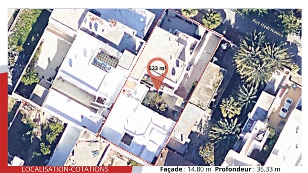 Terrain de 523 m2 &agrave; 1000 dt le m2