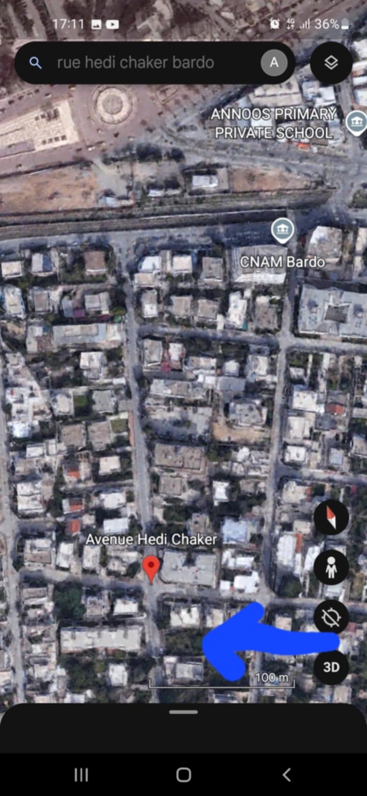 Un terrain 547m au bardo avenue hedi cheker
