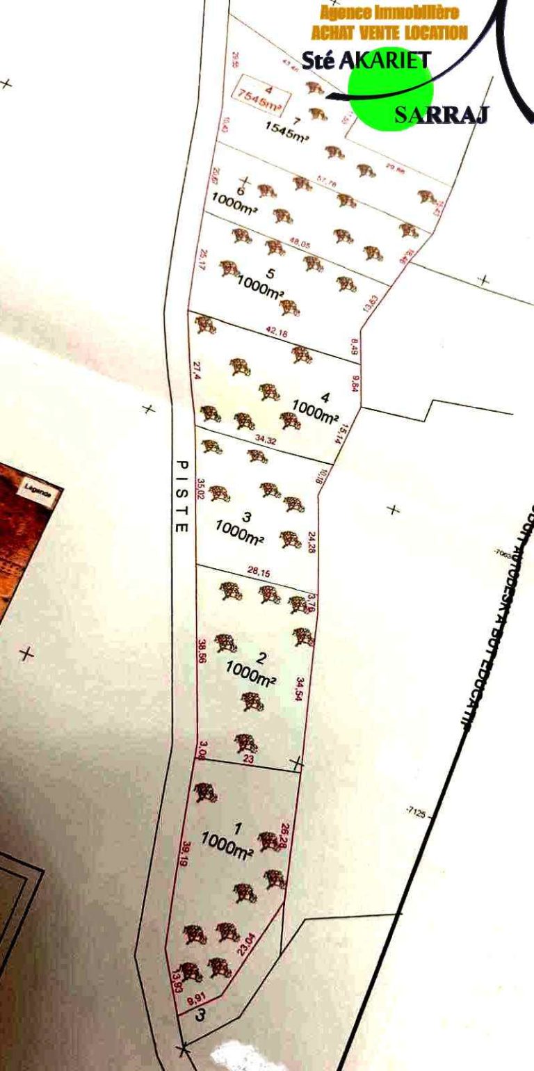 Terrain 7545m pr&eacute;s de usine de lait &agrave; sidi bouali