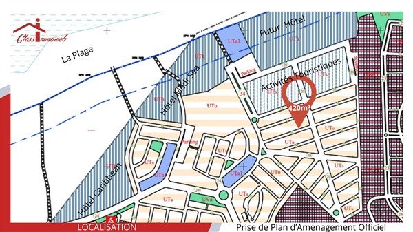 Terrain de 420 m2 &agrave; 560 dt le m2