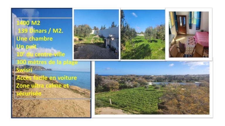 Terrain titr&eacute; 1400 m2 proche plage swisri