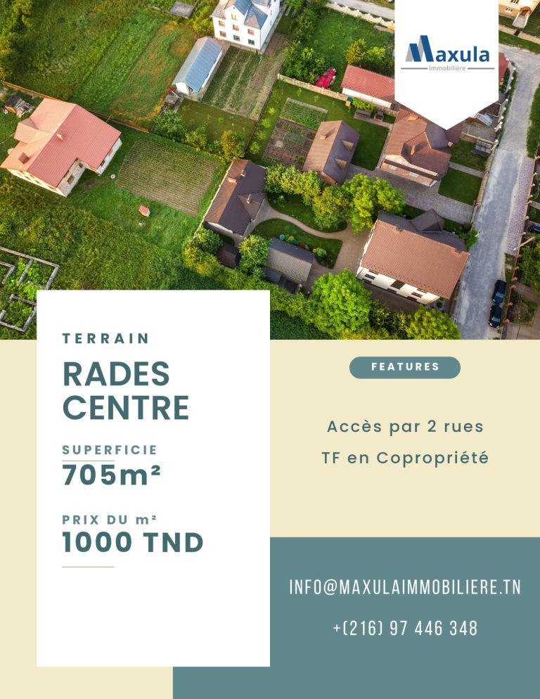 Terrain de 705 m en plein centre de rades