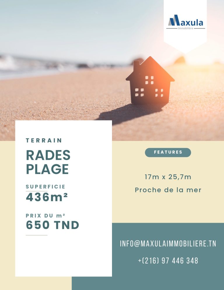 Terrain de 436m a rades plage