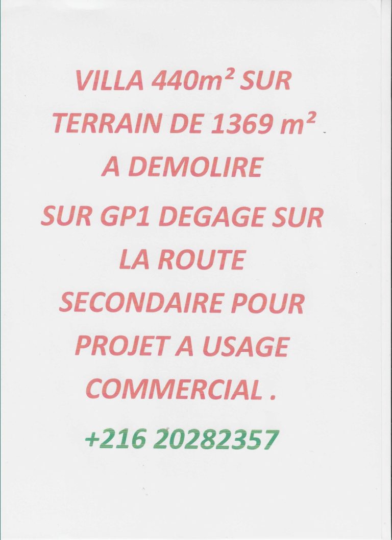 Gps villa &agrave; d&eacute;molir terrain usage commercial