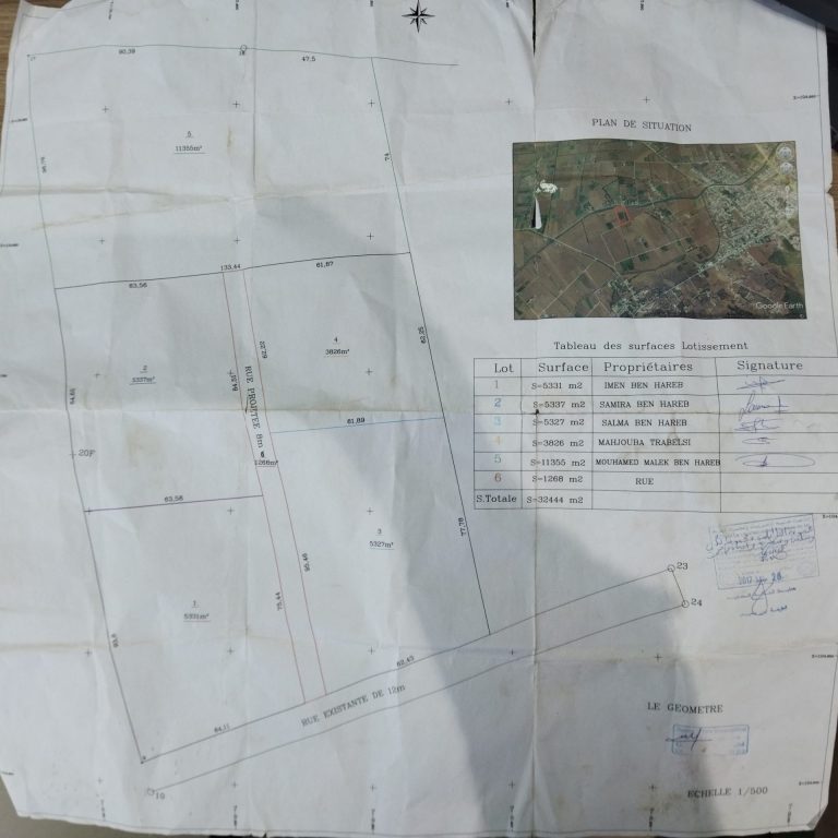 Terrain 5337 m borj touil 70dt m2