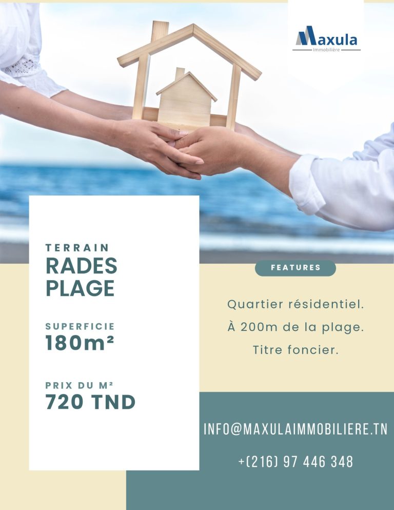 Terrain de 180m a rades plage