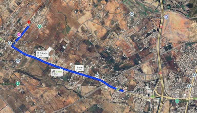 Terrain constructible &agrave; hammamet sud 250 m 75 000