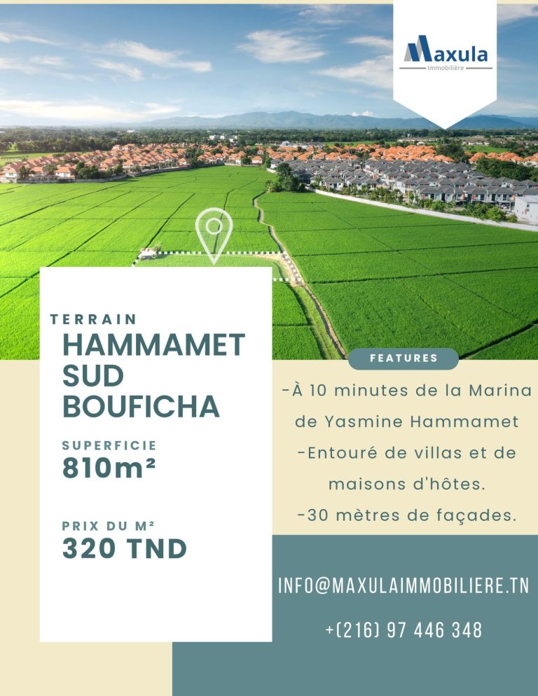 Terrain de 810m a bouficha