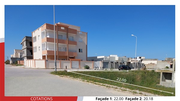 Terrain de 444m2 de coin &agrave; 620 d le m2