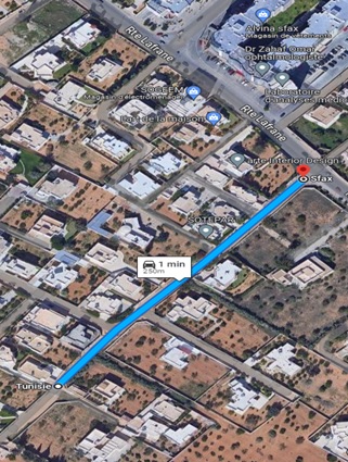 Terrain 2193m2 rte lafrane 300m du centre mahsouna