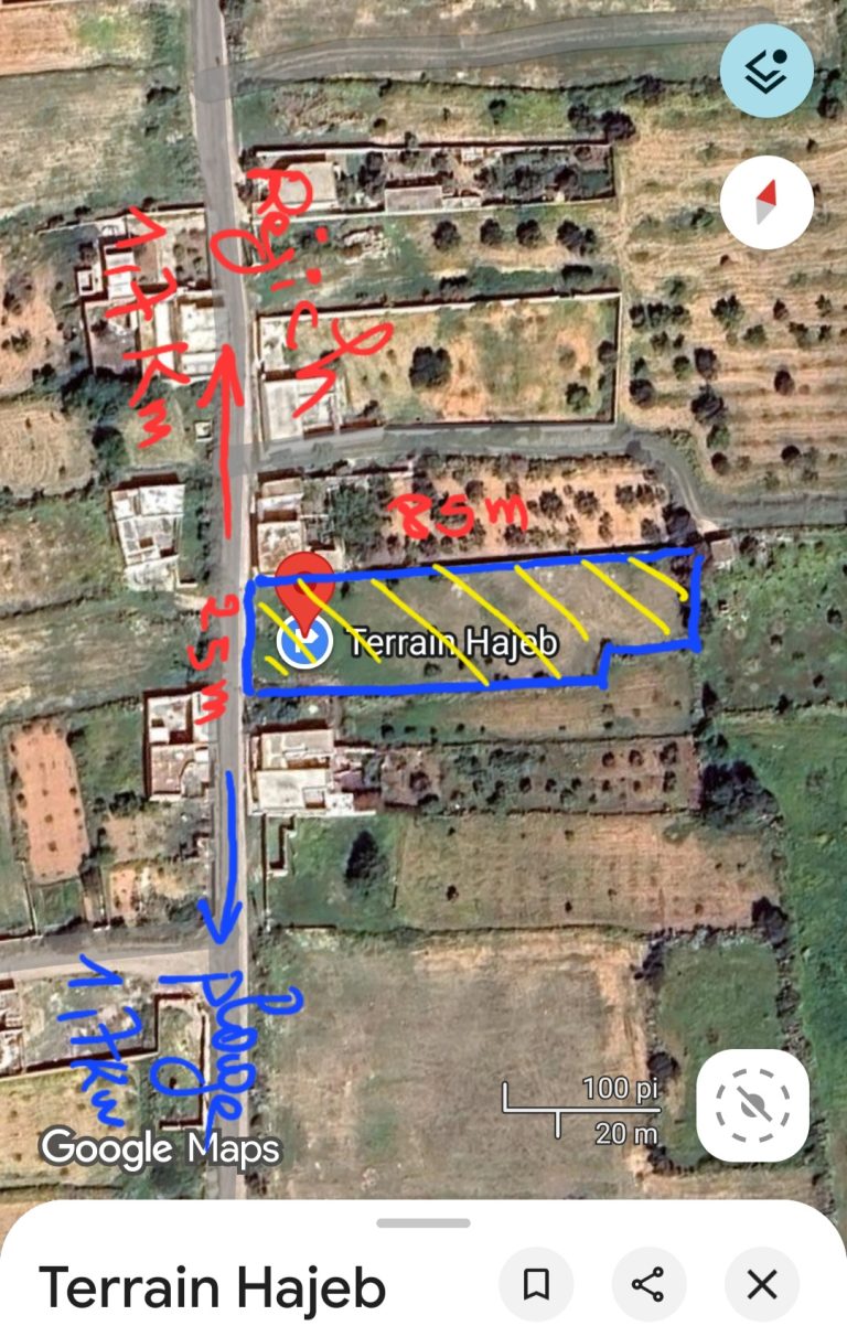 Terrain de 2 000 m2 &agrave; rejich 150 dt le m2