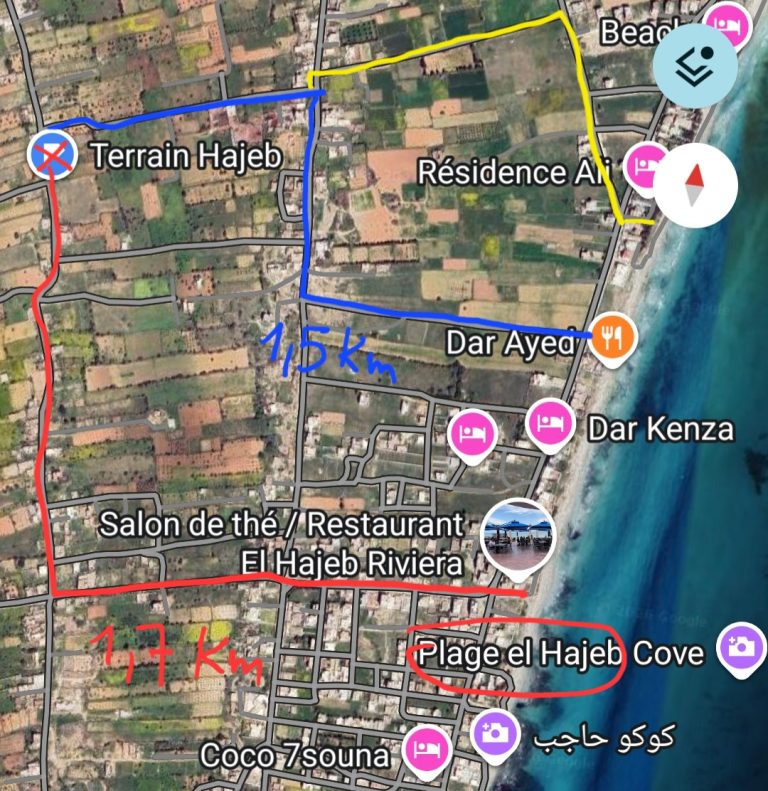 Terrain de 2 000 m2 &agrave; rejich 150 dt le m2