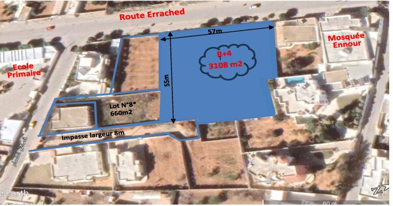 Terrain r4 3108m2 57x55 1 position route errached
