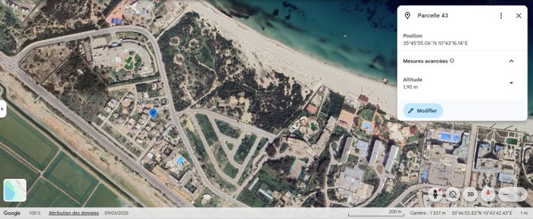 Terrain 506 m2 pour villa près plage monastir