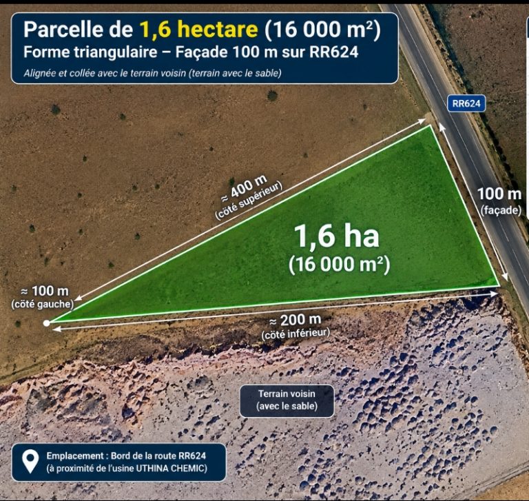 1 hect 800 m avec 100 m facade au bord rr 624