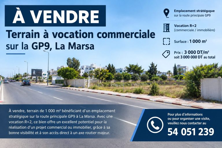 Errain &agrave; vocation commerciale sur la gp9 la marsa